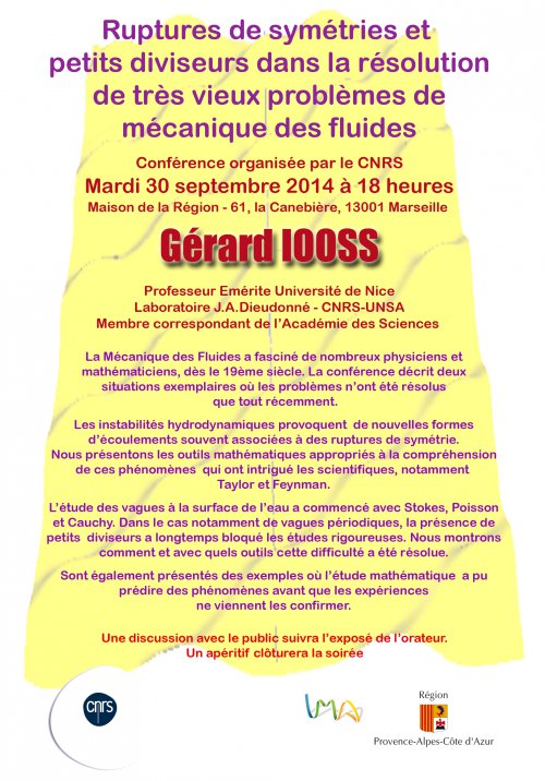 Conférence de Gérard Iooss - 30 sept. 2014